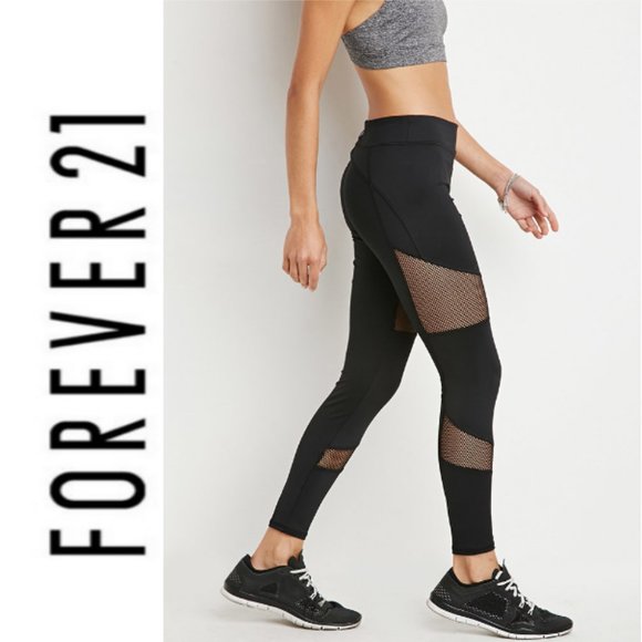 FOREVER 21 Active Mesh Insert Athletic Leggings - Picture 1 of 8